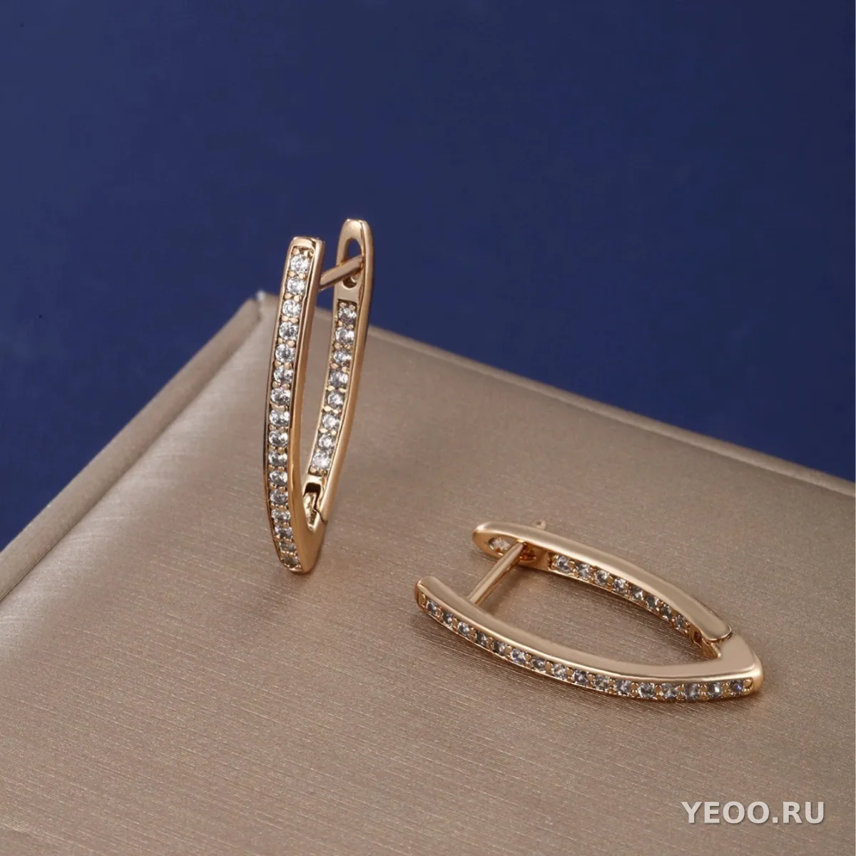 Серьги-зажимы V-образные из сплава, ретро-стиль, покрытие 18K