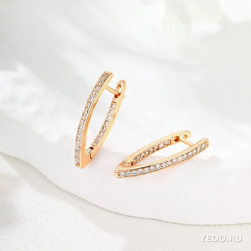Серьги-зажимы V-образные из сплава, ретро-стиль, покрытие 18K