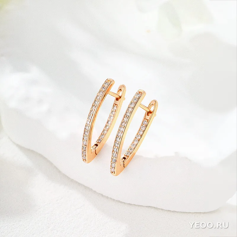 Серьги-зажимы V-образные из сплава, ретро-стиль, покрытие 18K
