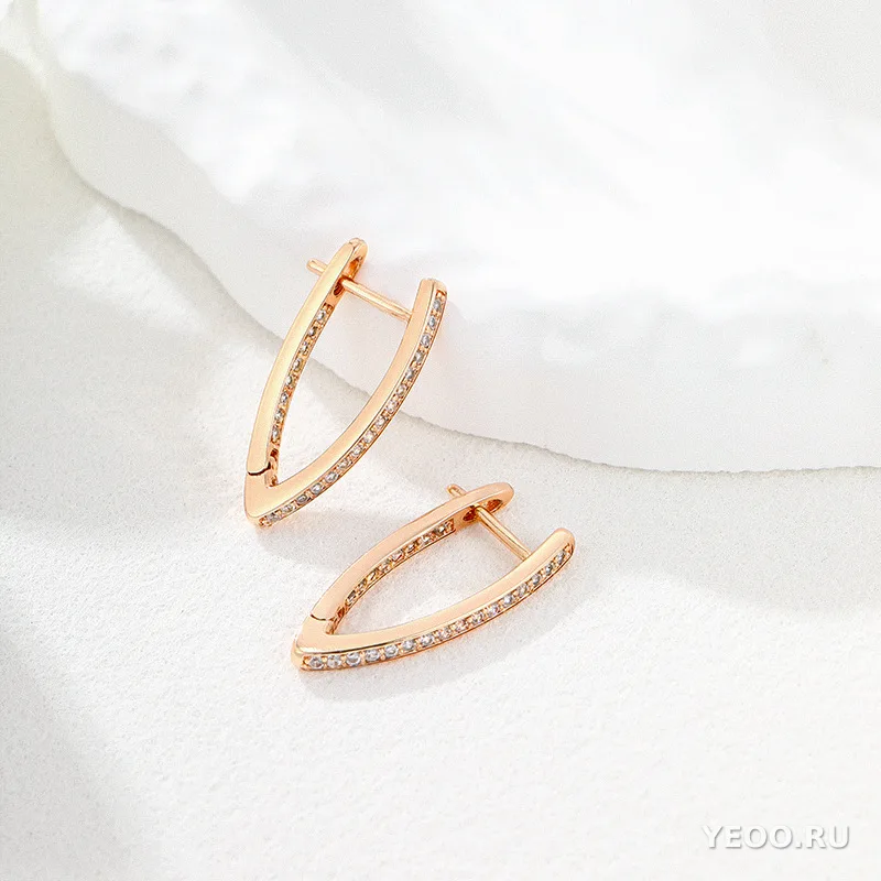 Серьги-зажимы V-образные из сплава, ретро-стиль, покрытие 18K