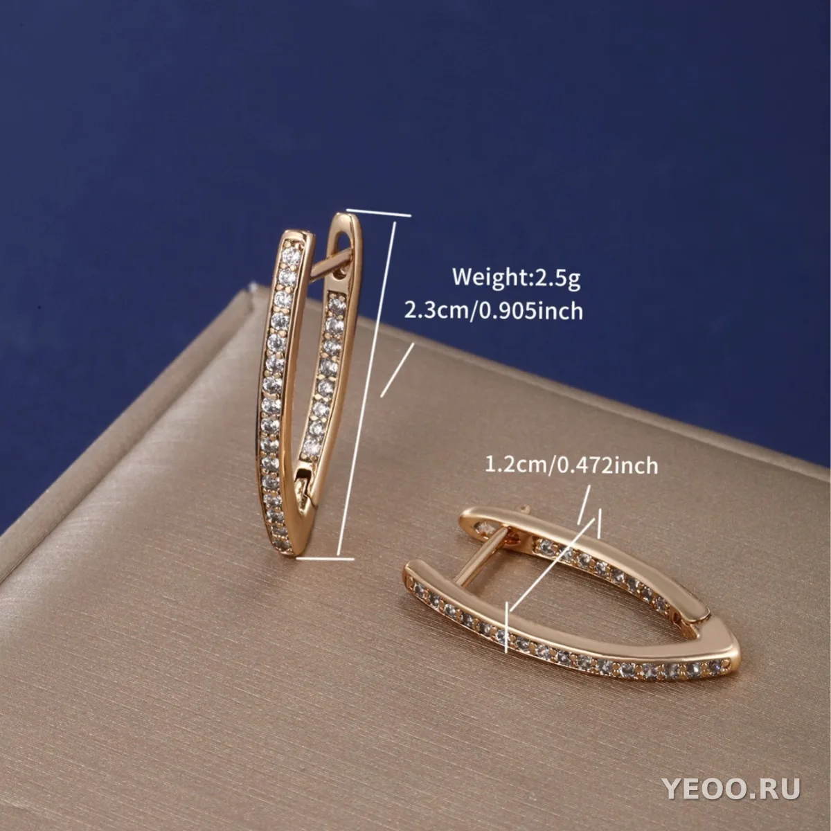 Серьги-зажимы V-образные из сплава, ретро-стиль, покрытие 18K
