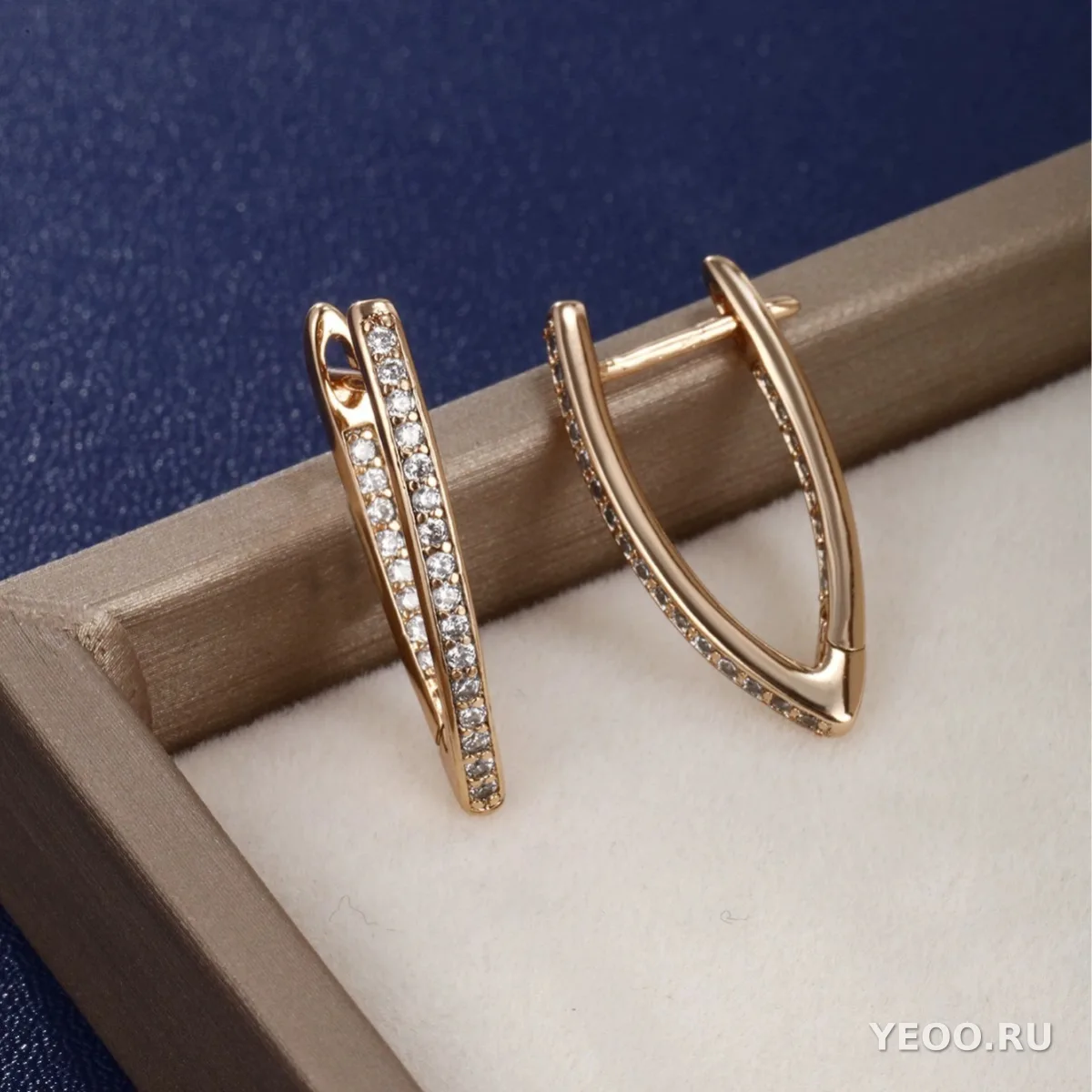 Серьги-зажимы V-образные из сплава, ретро-стиль, покрытие 18K