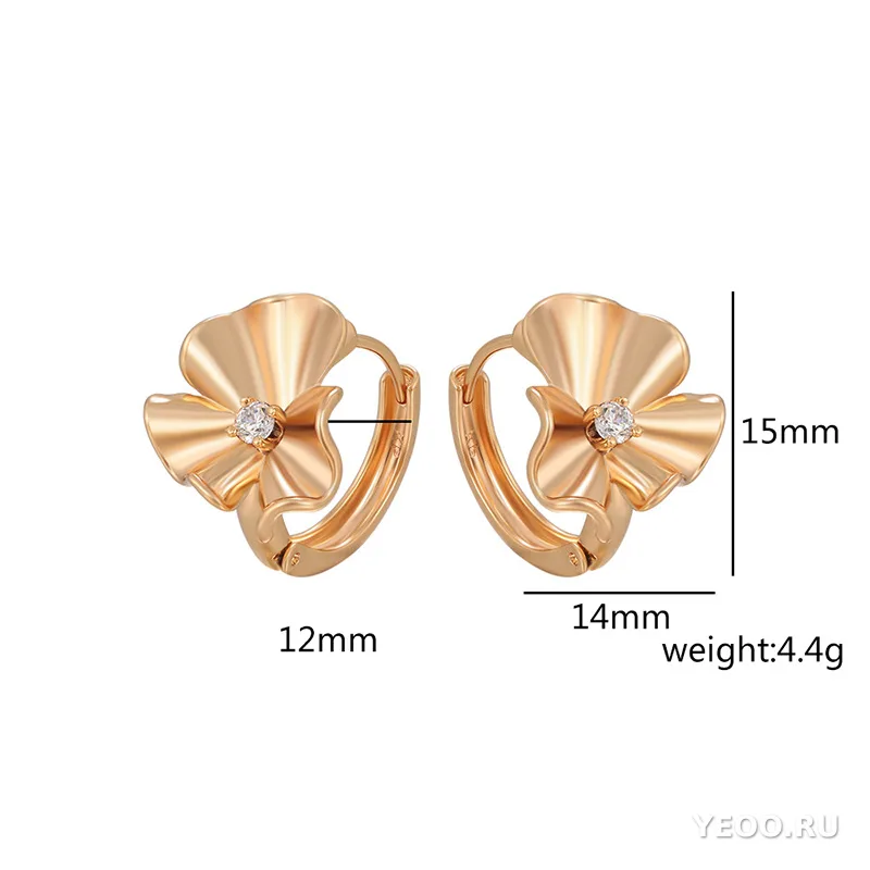 Сережки-закрутки с цветочным узором из медного сплава, покрытие 18K