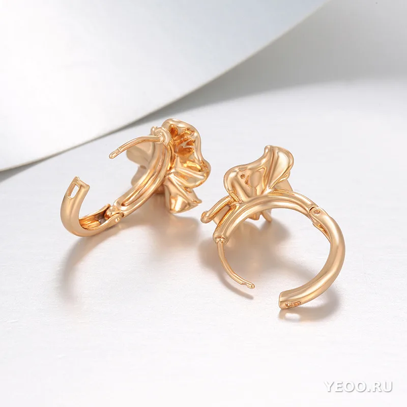 Сережки-закрутки с цветочным узором из медного сплава, покрытие 18K