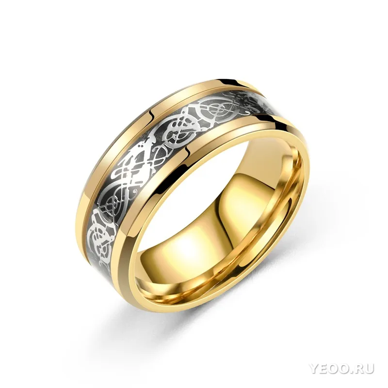 Кольцо с драконом из титановой стали, мужское, европейский стиль, оптом