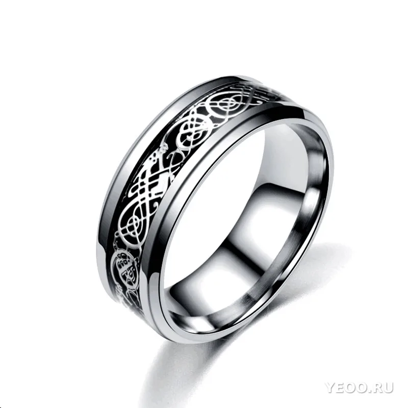 Кольцо с драконом из титановой стали, мужское, европейский стиль, оптом