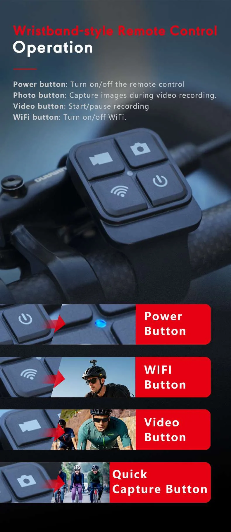 Экшн-камера 4K с двойной записью Wi-Fi для мотоцикла