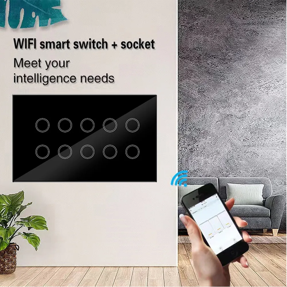 Умный настенный выключатель Tuya, 4–10 клавиш, Wi-Fi/Zigbee, стекло