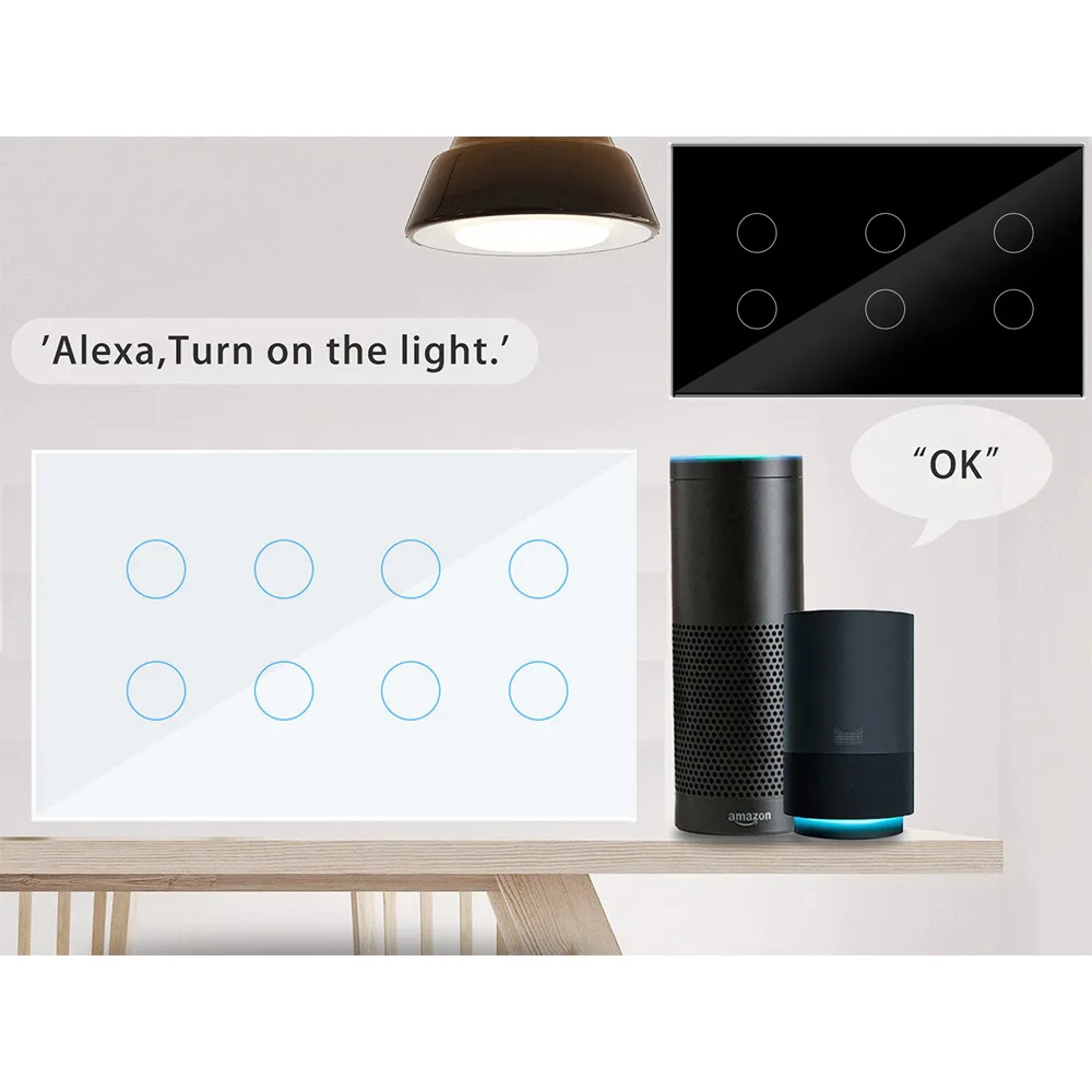Умный настенный выключатель Tuya, 4–10 клавиш, Wi-Fi/Zigbee, стекло