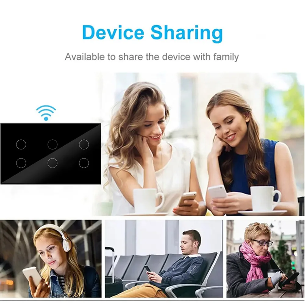 Умный настенный выключатель Tuya, 4–10 клавиш, Wi-Fi/Zigbee, стекло
