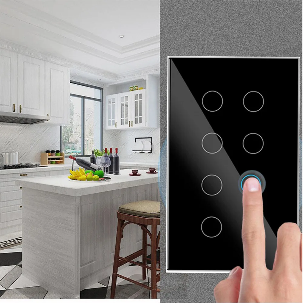 Умный настенный выключатель Tuya, 4–10 клавиш, Wi-Fi/Zigbee, стекло