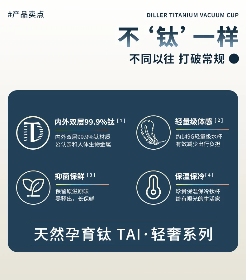 Кофейная термокружка из чистого титана, прямая, портативная