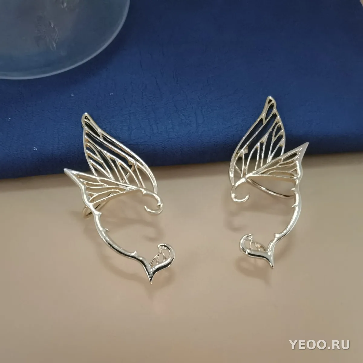 Серьги-подвески с мотивом бабочки и эльфа, металлические, в стиле индивидуального дизайна