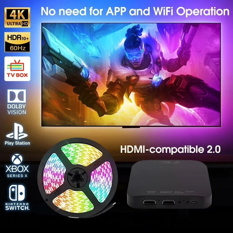 LED-лента RGB для подсветки телевизора, HDMI-синхронизация, управление через приложение