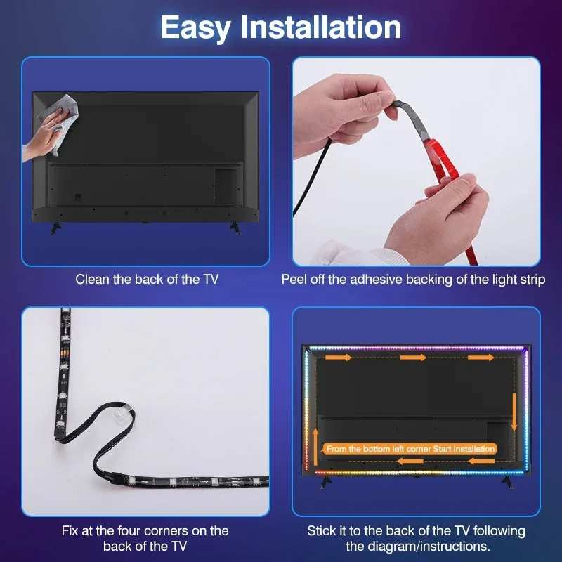 LED-лента RGB для подсветки телевизора, HDMI-синхронизация, управление через приложение