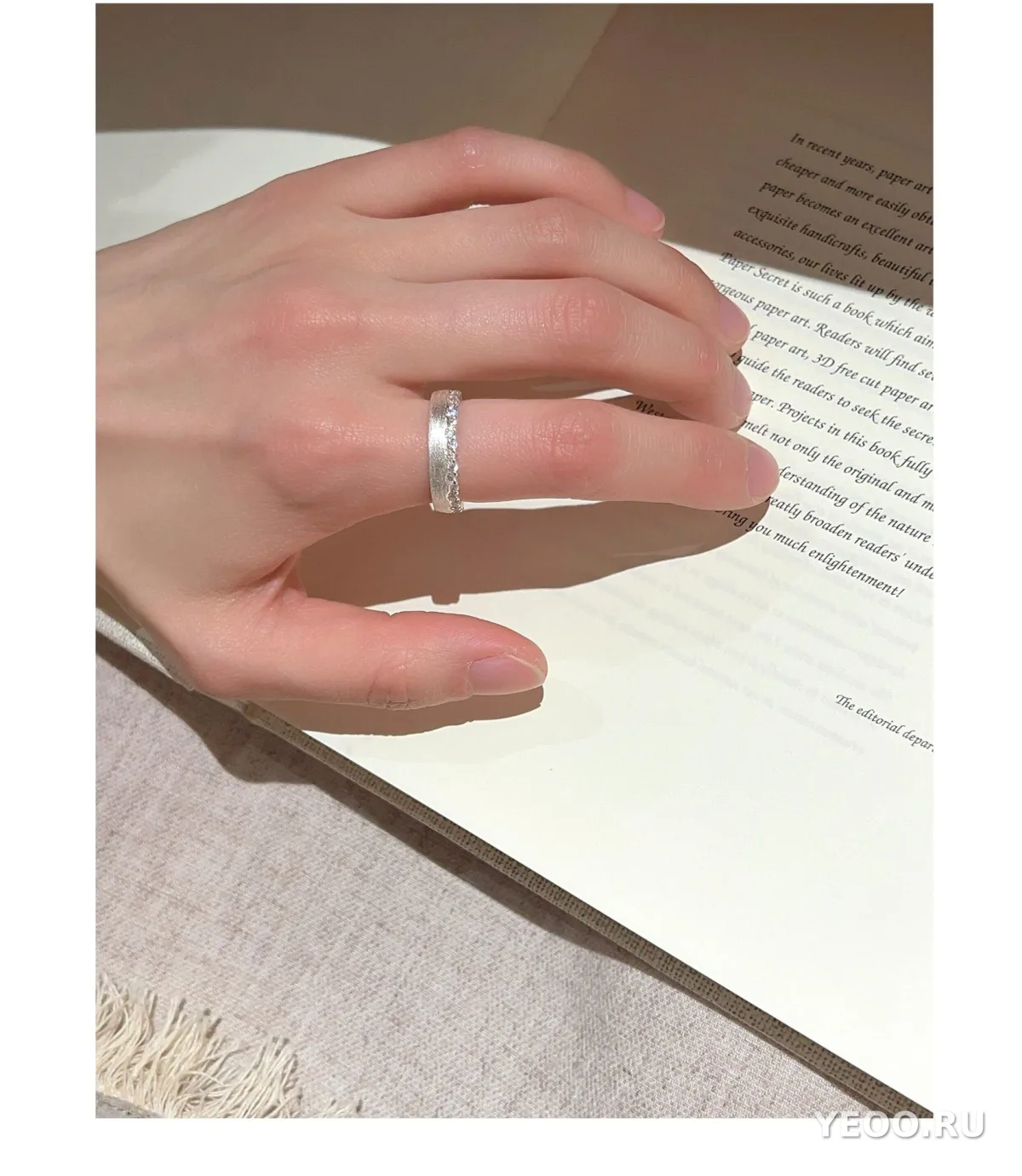 Кольцо из серебра S925 с матовым цветком, женское, разомкнутое, для указательного пальца