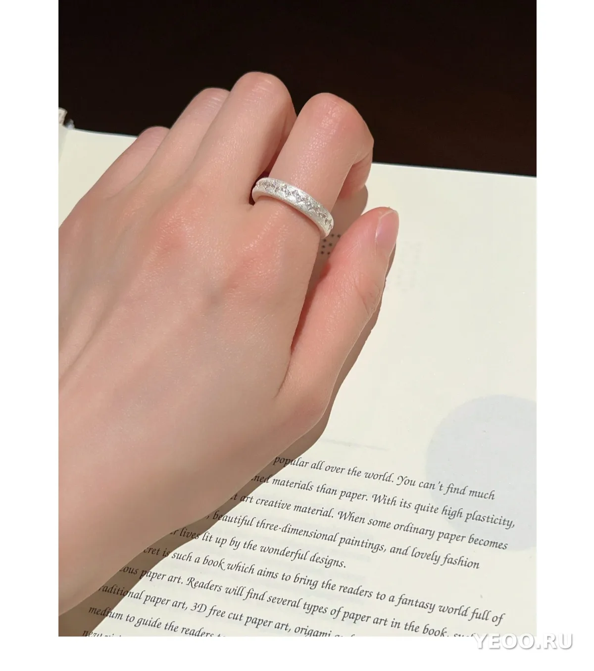 Кольцо из серебра S925 с матовым цветком, женское, разомкнутое, для указательного пальца