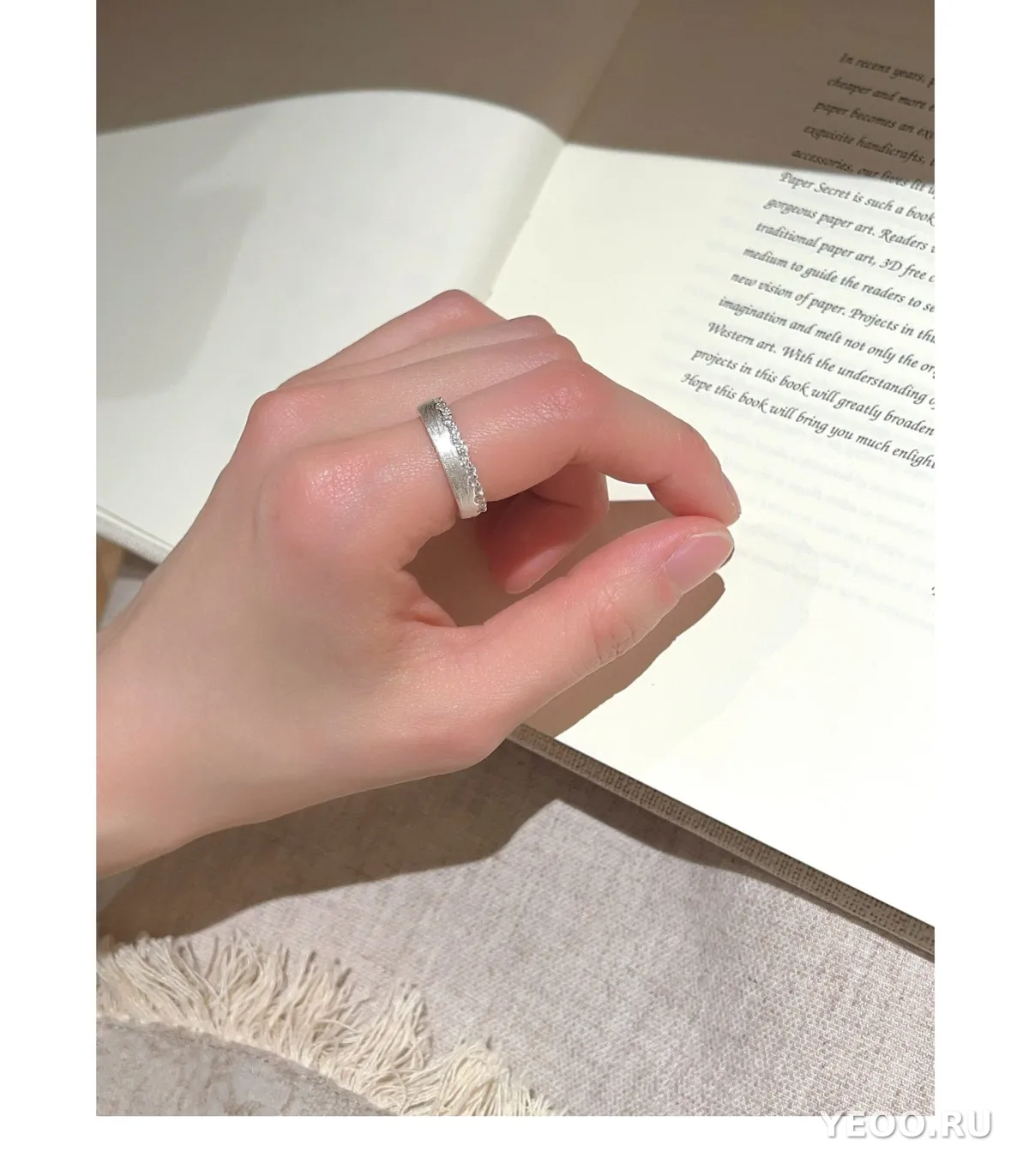 Кольцо из серебра S925 с матовым цветком, женское, разомкнутое, для указательного пальца