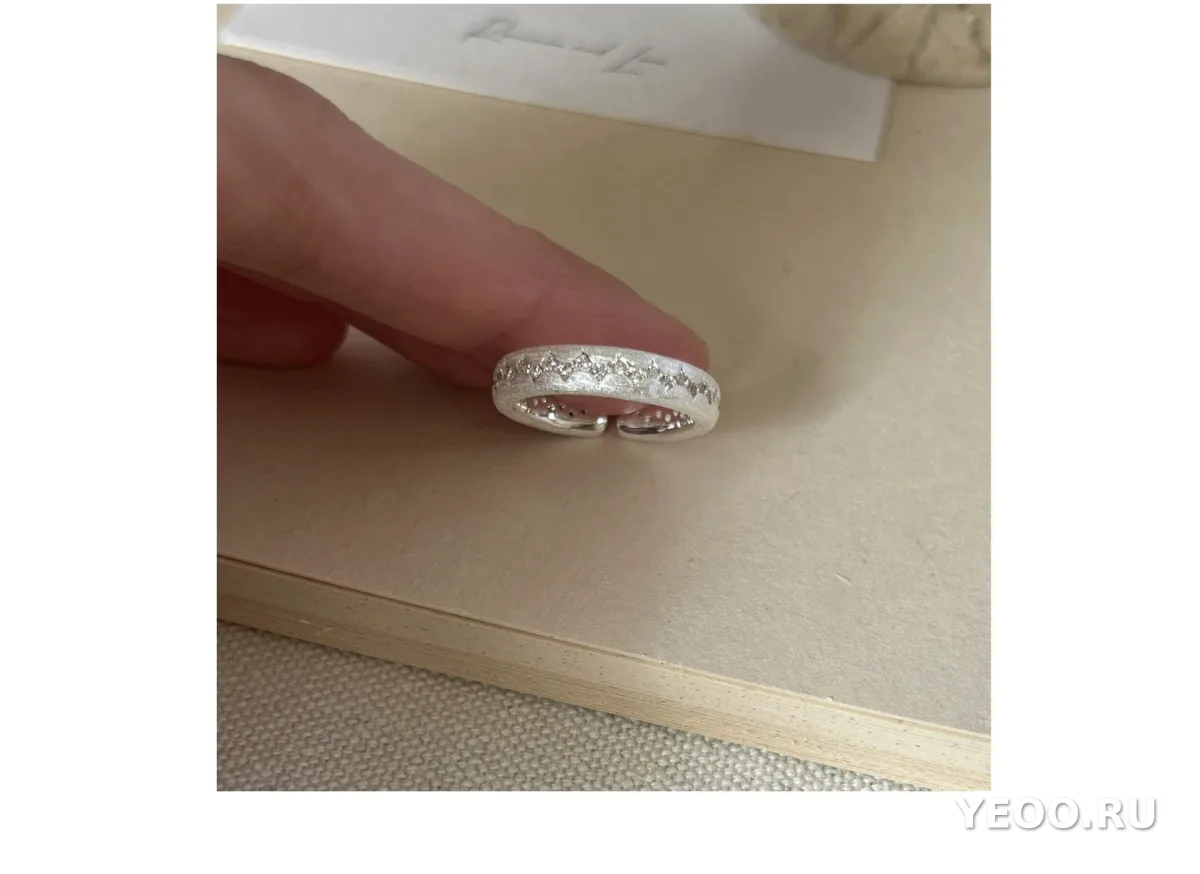 Кольцо из серебра S925 с матовым цветком, женское, разомкнутое, для указательного пальца