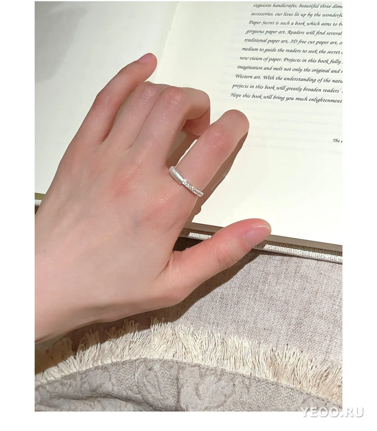 Кольцо из серебра S925 с матовым цветком, женское, разомкнутое, для указательного пальца