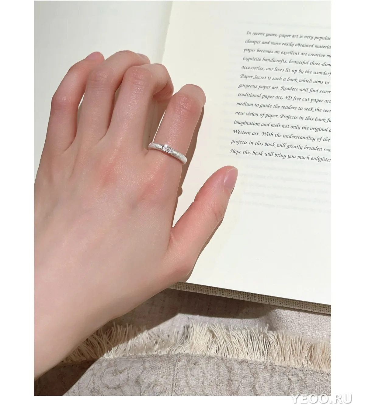 Кольцо из серебра S925 с матовым цветком, женское, разомкнутое, для указательного пальца