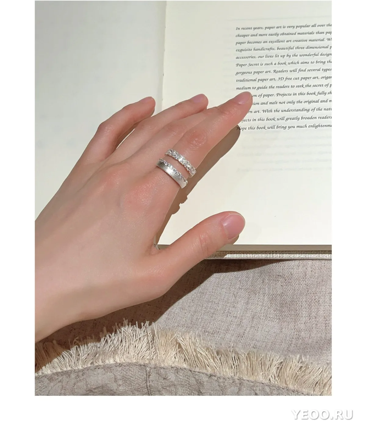 Кольцо из серебра S925 с матовым цветком, женское, разомкнутое, для указательного пальца