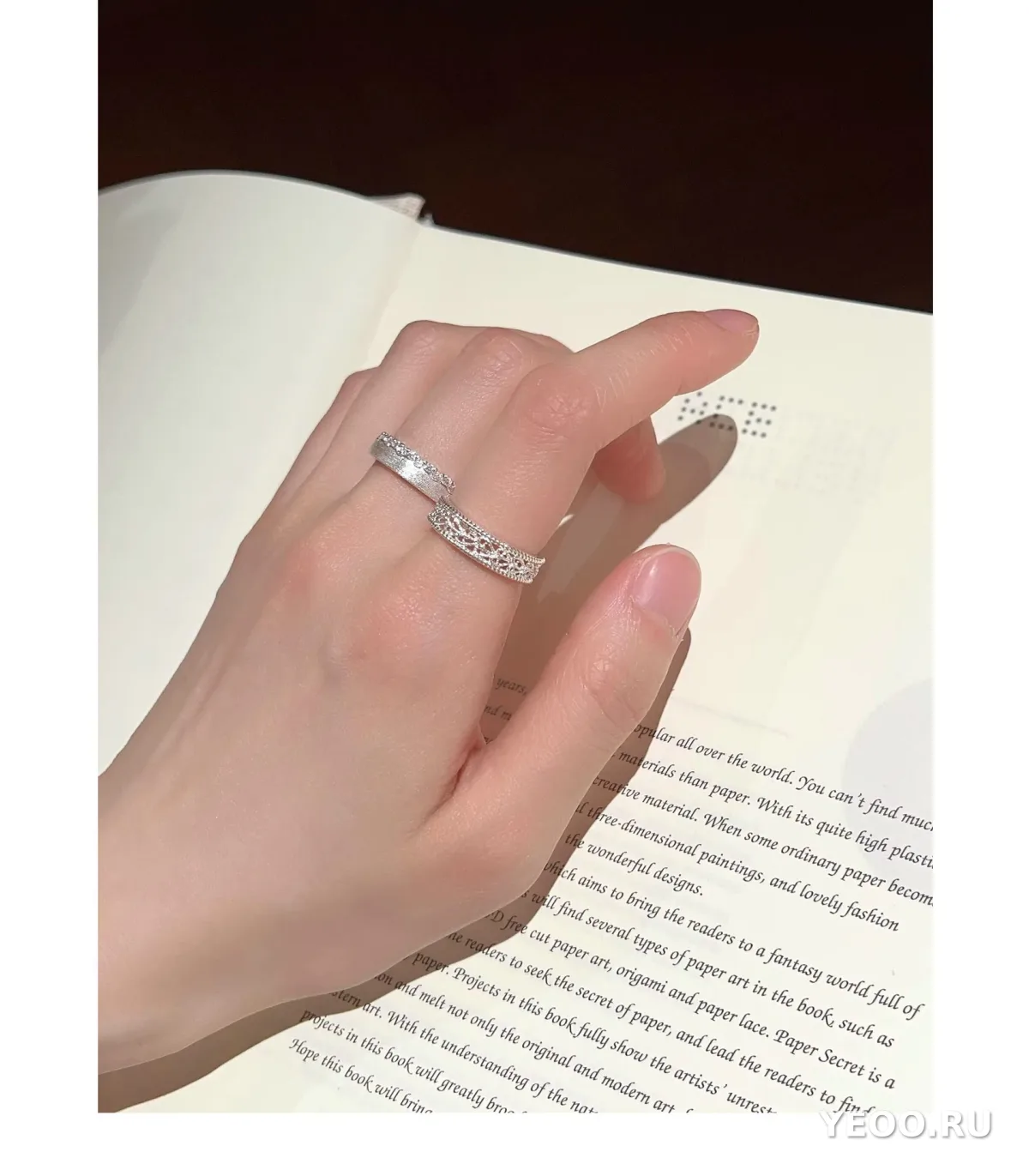 Кольцо из серебра S925 с матовым цветком, женское, разомкнутое, для указательного пальца