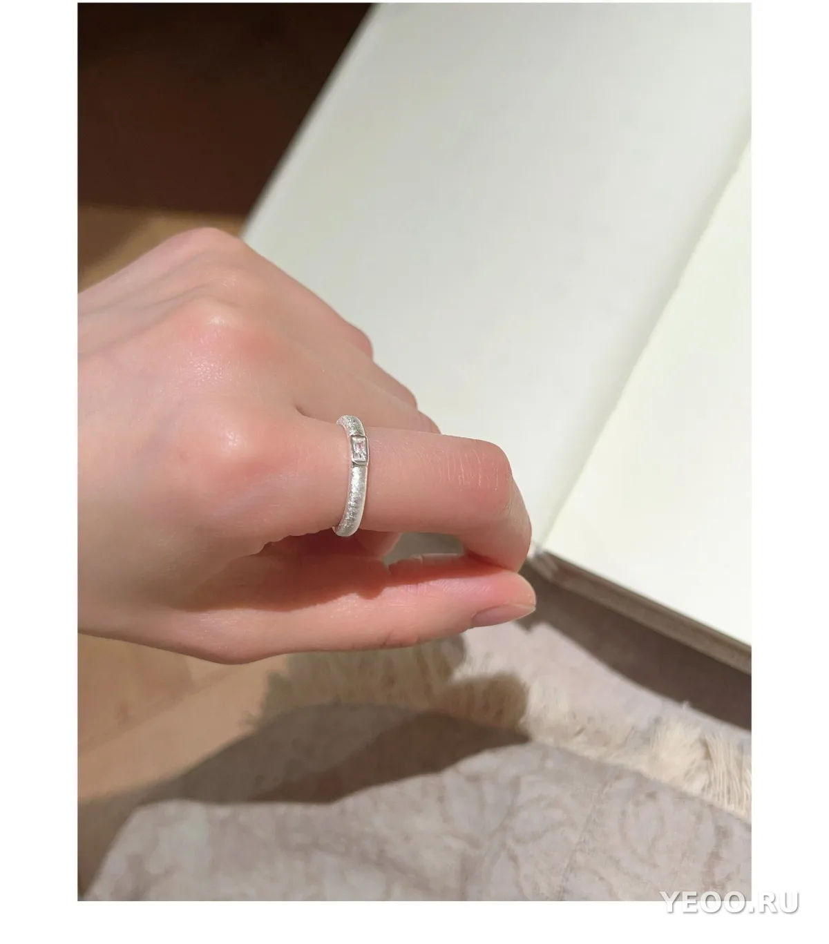Кольцо из серебра S925 с матовым цветком, женское, разомкнутое, для указательного пальца