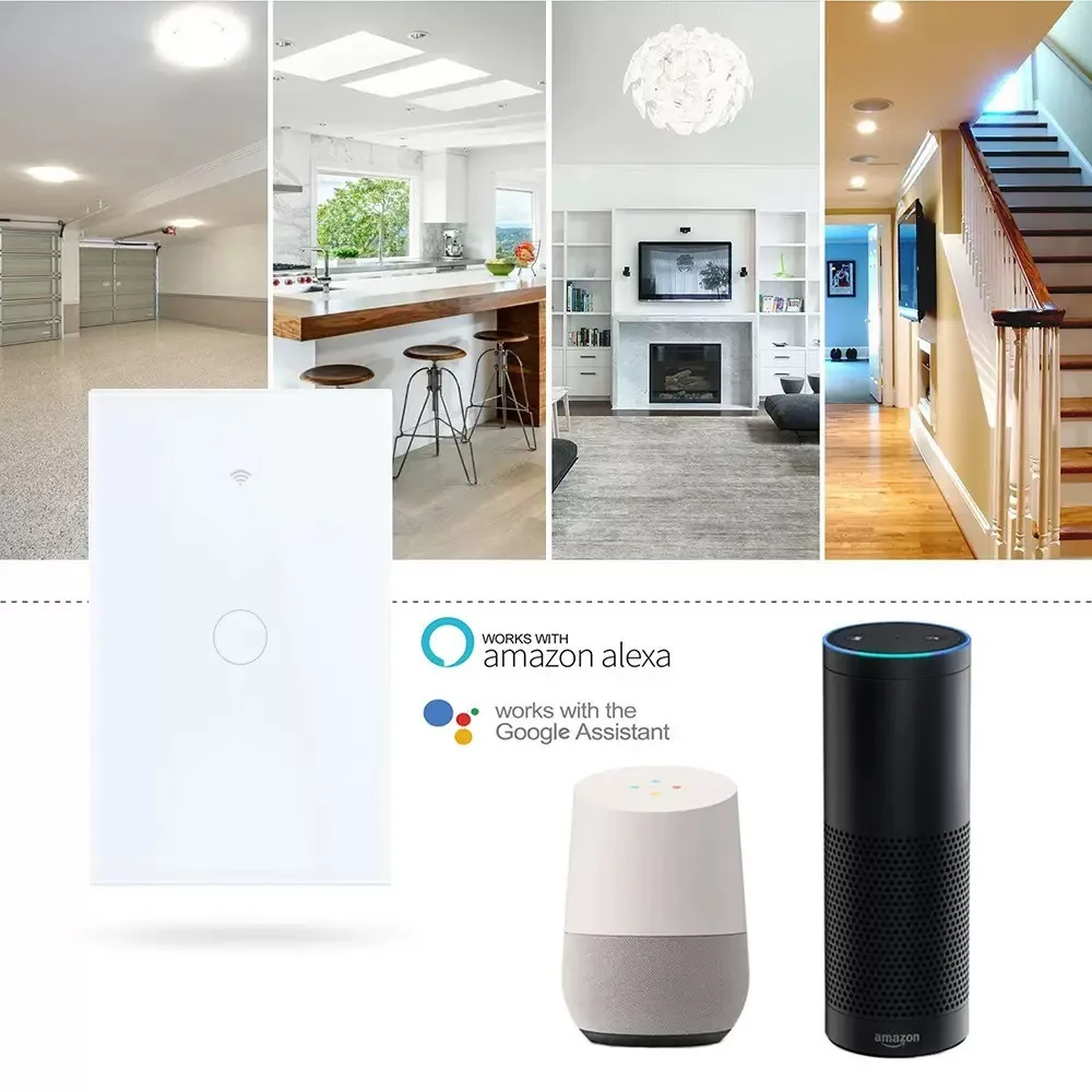 Умный настенный Wi-Fi выключатель с сенсором, одноклавишный, для Alexa