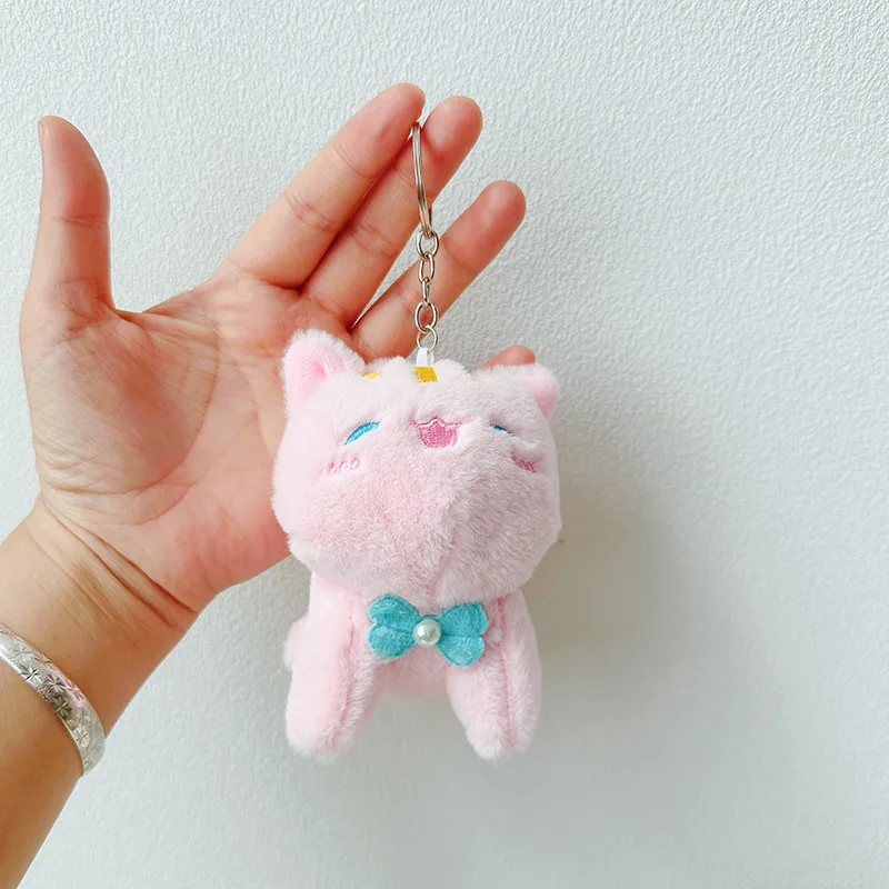 Мини-брелок на рюкзак мягкая игрушка кот с бантом