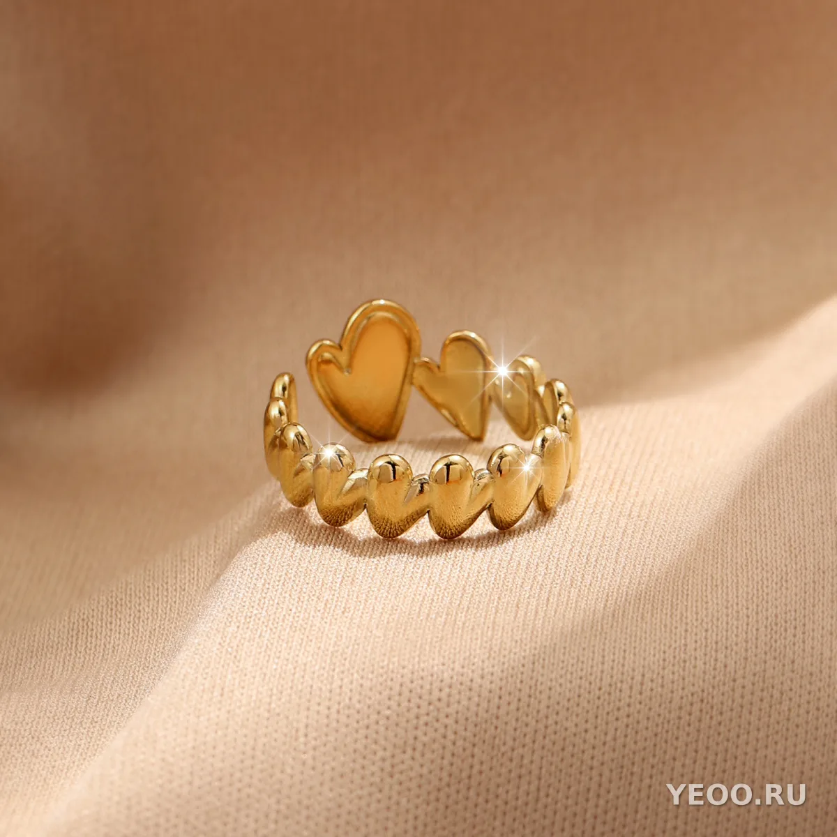 Кольцо женское из нержавеющей стали с золочением 18K, технология PVD, водостойкое