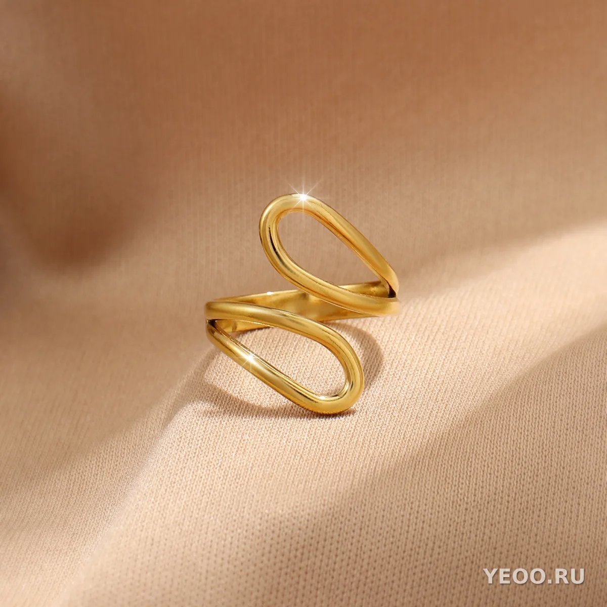 Кольцо женское из нержавеющей стали с золочением 18K, технология PVD, водостойкое