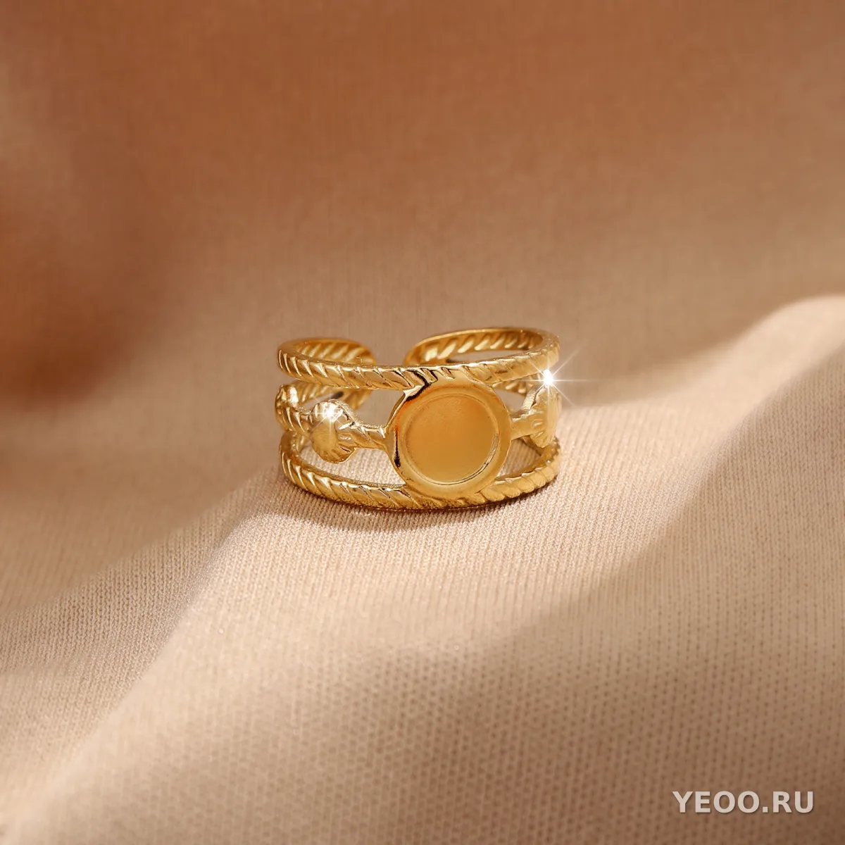 Кольцо женское из нержавеющей стали с золочением 18K, технология PVD, водостойкое
