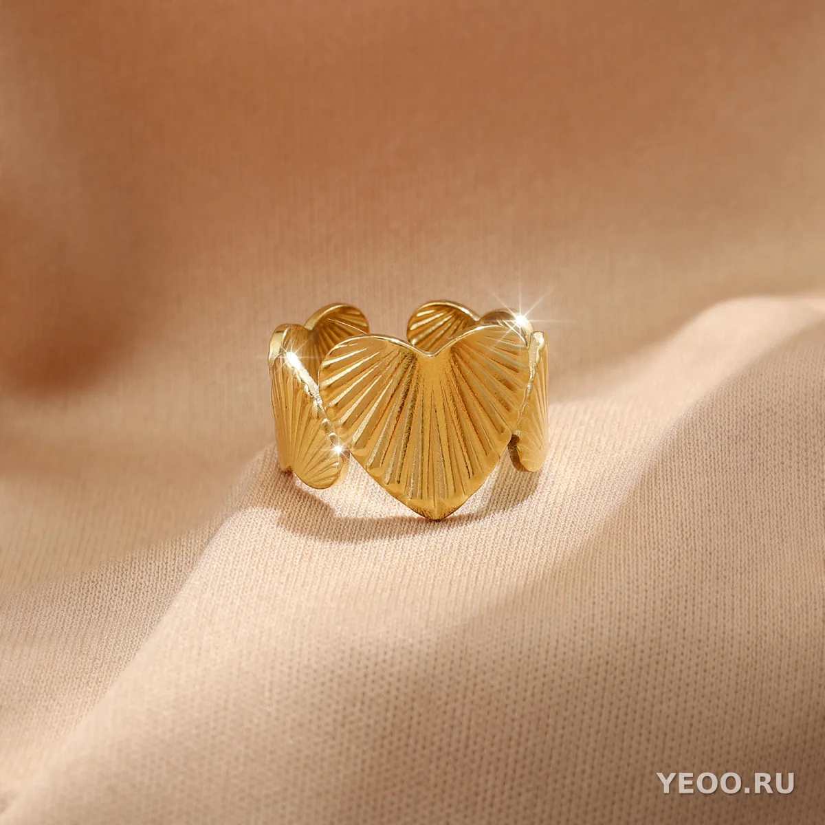 Кольцо женское из нержавеющей стали с золочением 18K, технология PVD, водостойкое