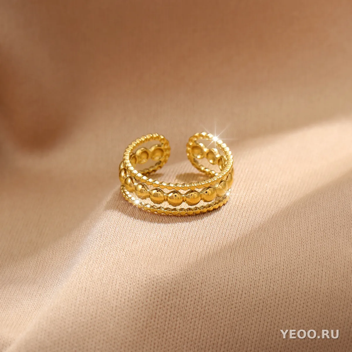 Кольцо женское из нержавеющей стали с золочением 18K, технология PVD, водостойкое