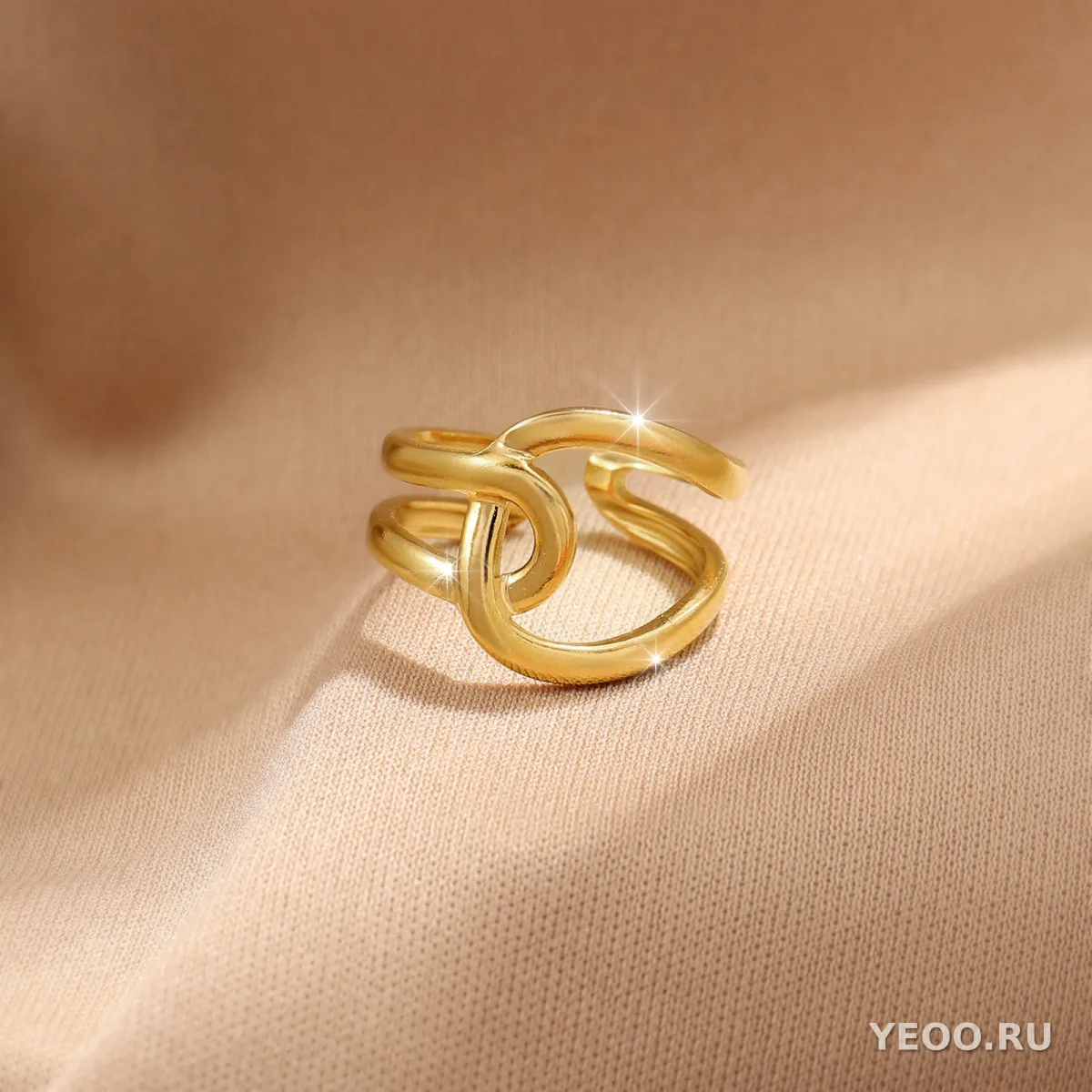 Кольцо женское из нержавеющей стали с золочением 18K, технология PVD, водостойкое