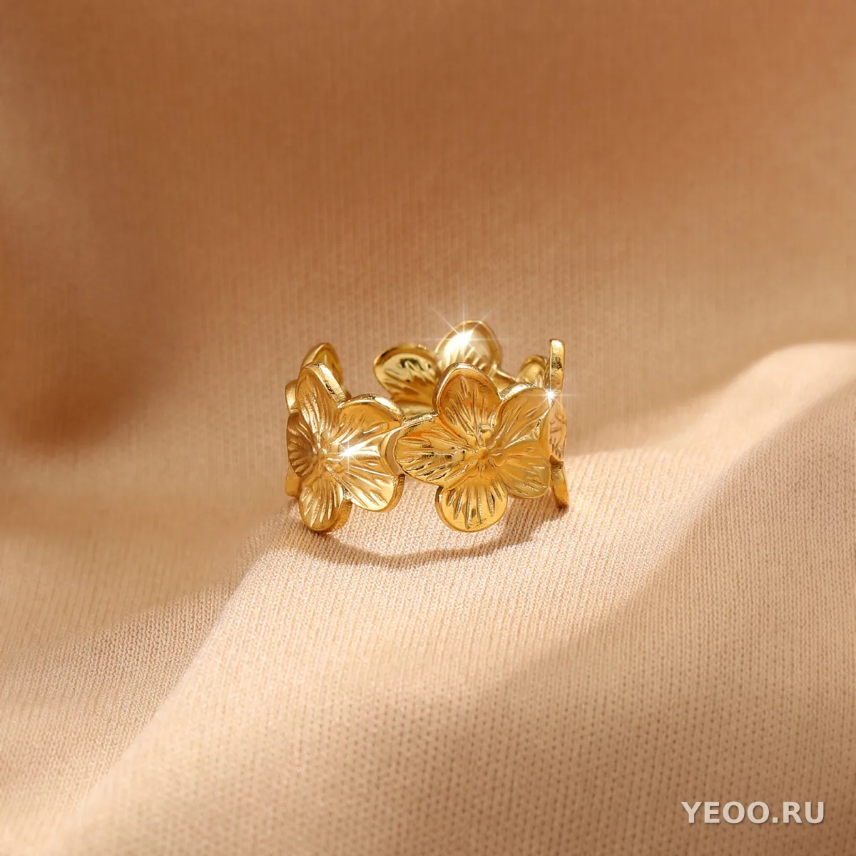 Кольцо женское из нержавеющей стали с золочением 18K, технология PVD, водостойкое