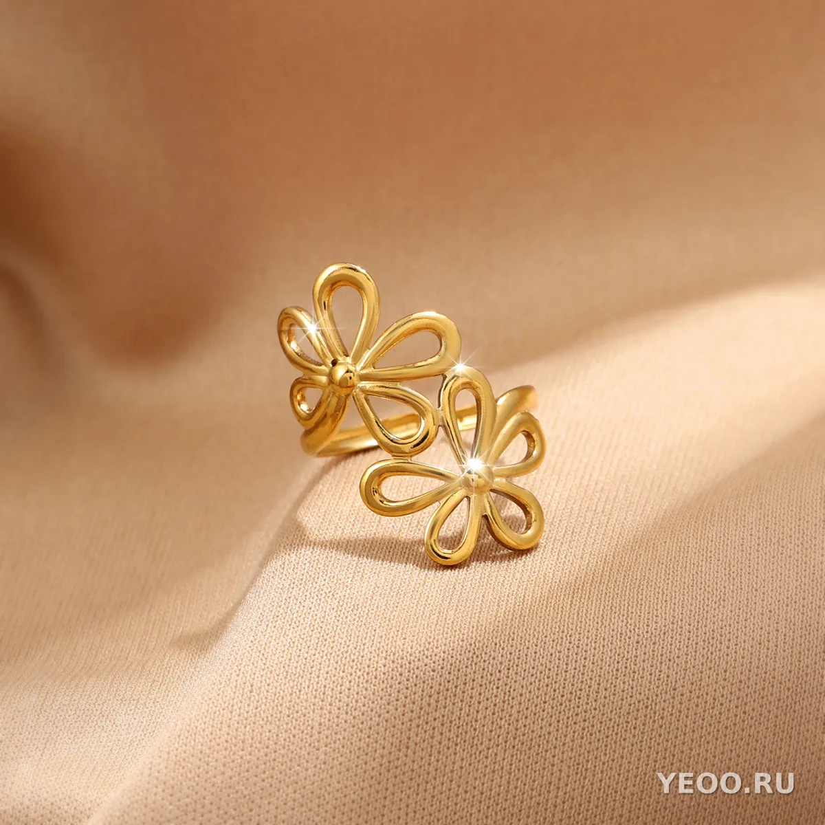 Кольцо женское из нержавеющей стали с золочением 18K, технология PVD, водостойкое