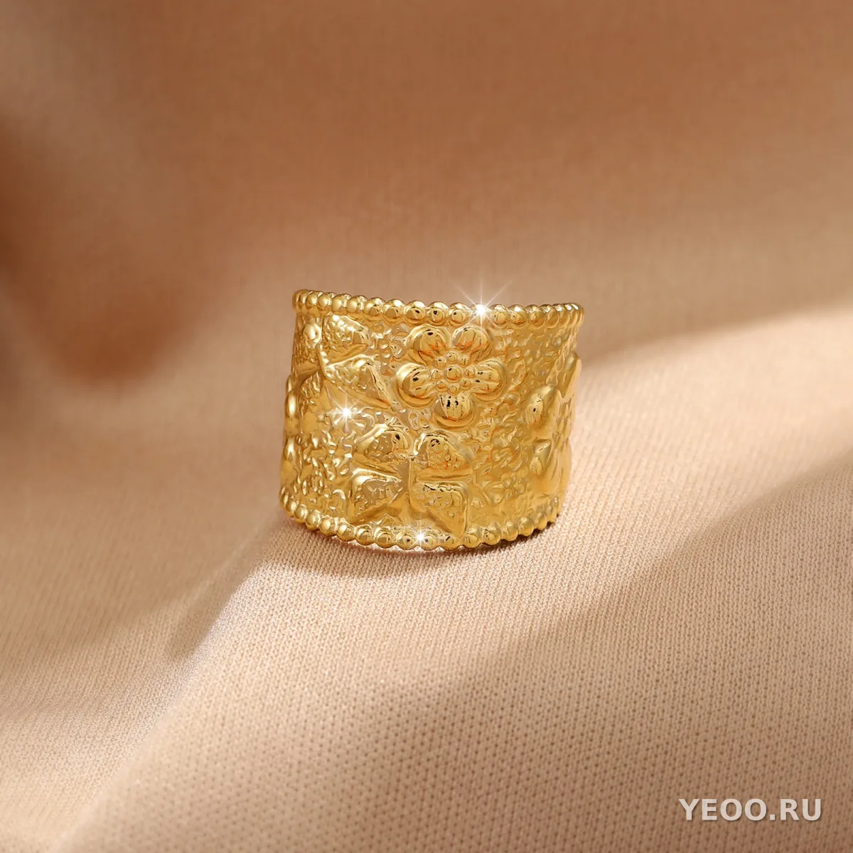 Кольцо женское из нержавеющей стали с золочением 18K, технология PVD, водостойкое