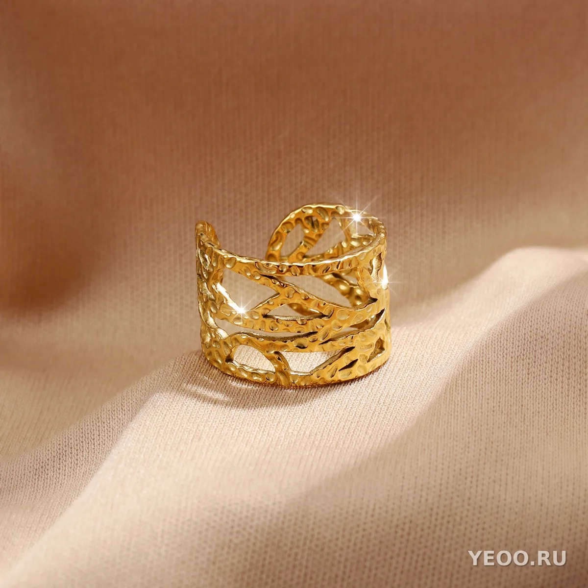 Кольцо женское из нержавеющей стали с золочением 18K, технология PVD, водостойкое