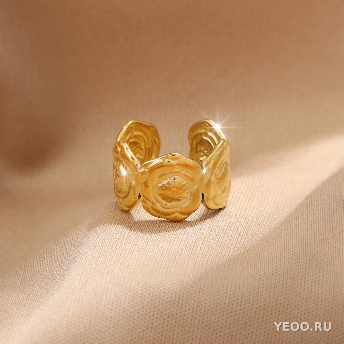 Кольцо женское из нержавеющей стали с золочением 18K, технология PVD, водостойкое