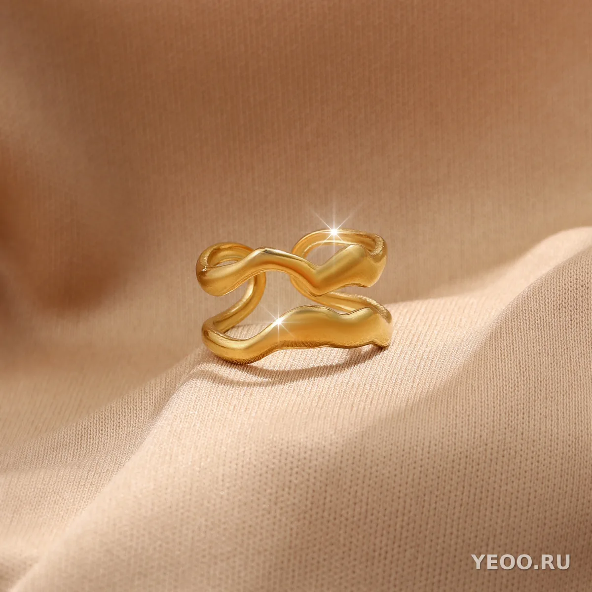 Кольцо женское из нержавеющей стали с золочением 18K, технология PVD, водостойкое