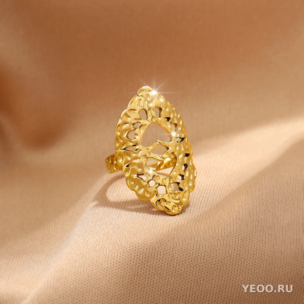 Кольцо женское из нержавеющей стали с золочением 18K, технология PVD, водостойкое