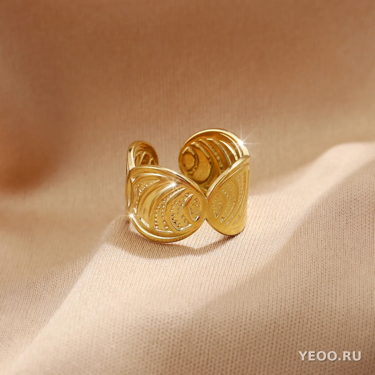 Кольцо женское из нержавеющей стали с золочением 18K, технология PVD, водостойкое