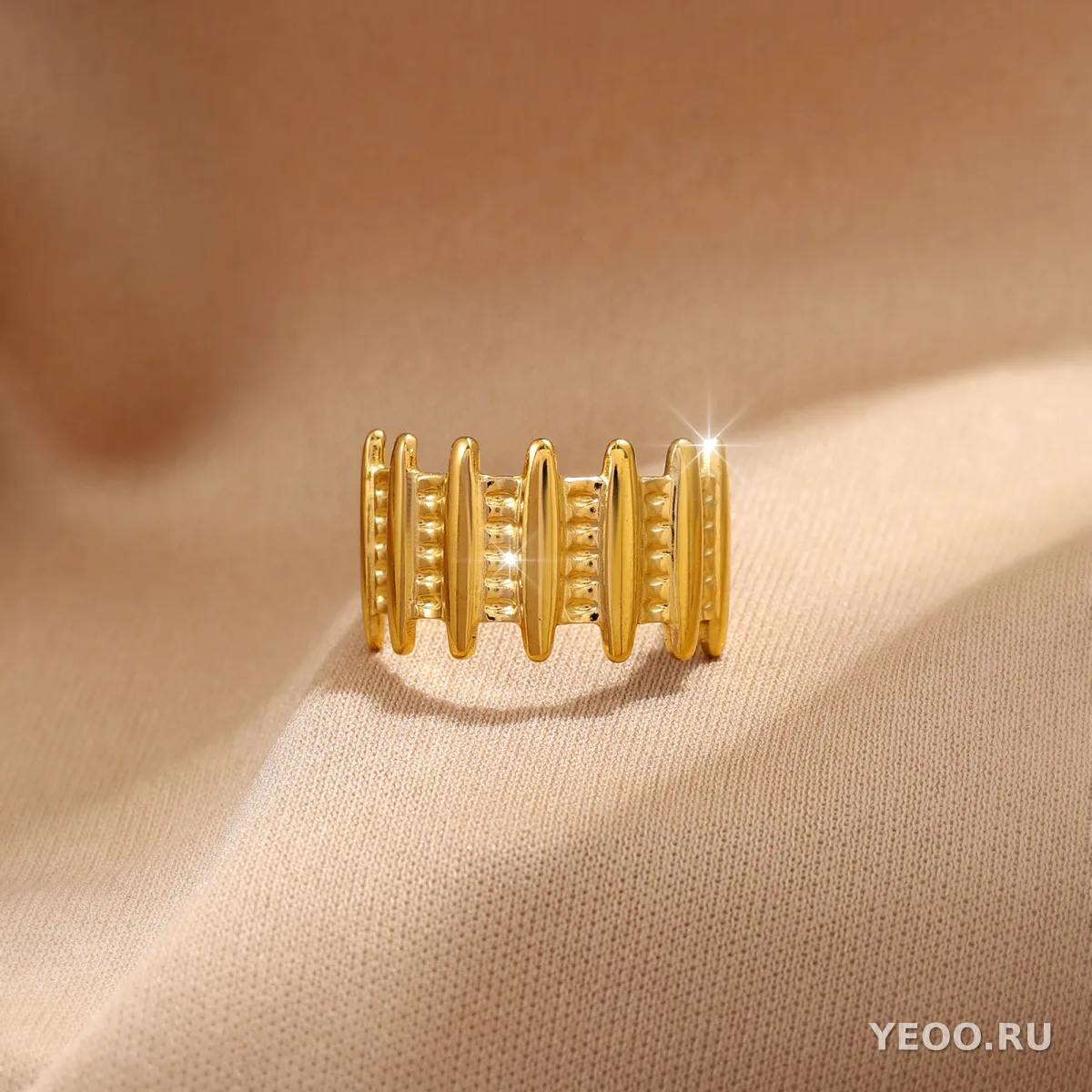 Кольцо женское из нержавеющей стали с золочением 18K, технология PVD, водостойкое