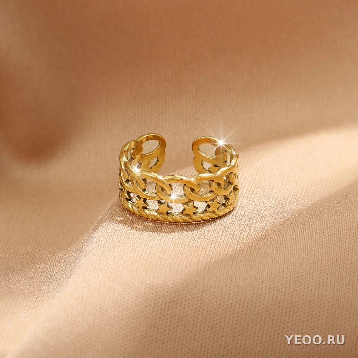 Кольцо женское из нержавеющей стали с золочением 18K, технология PVD, водостойкое