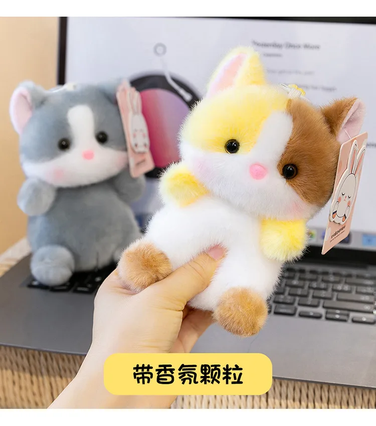 Мягкая игрушка-брелок сидящая кошка, плюшевый кот-антистресс, 16 см
