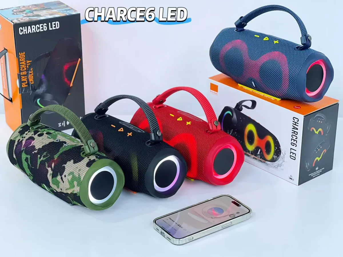 Портативная Bluetooth-колонка с подсветкой и сабвуфером, 1200–2000 мАч